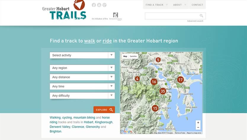 Greater Hobart Trails website