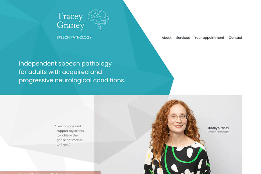 Tracey Graney Speech Pathology desktop view
