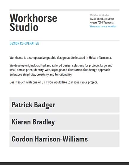 Workhorse Studio website for desktop, tablet, mobile